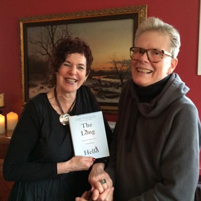 Betsy and Cathie Borrie at her launch of The Long Hello published by Simon and Schuster